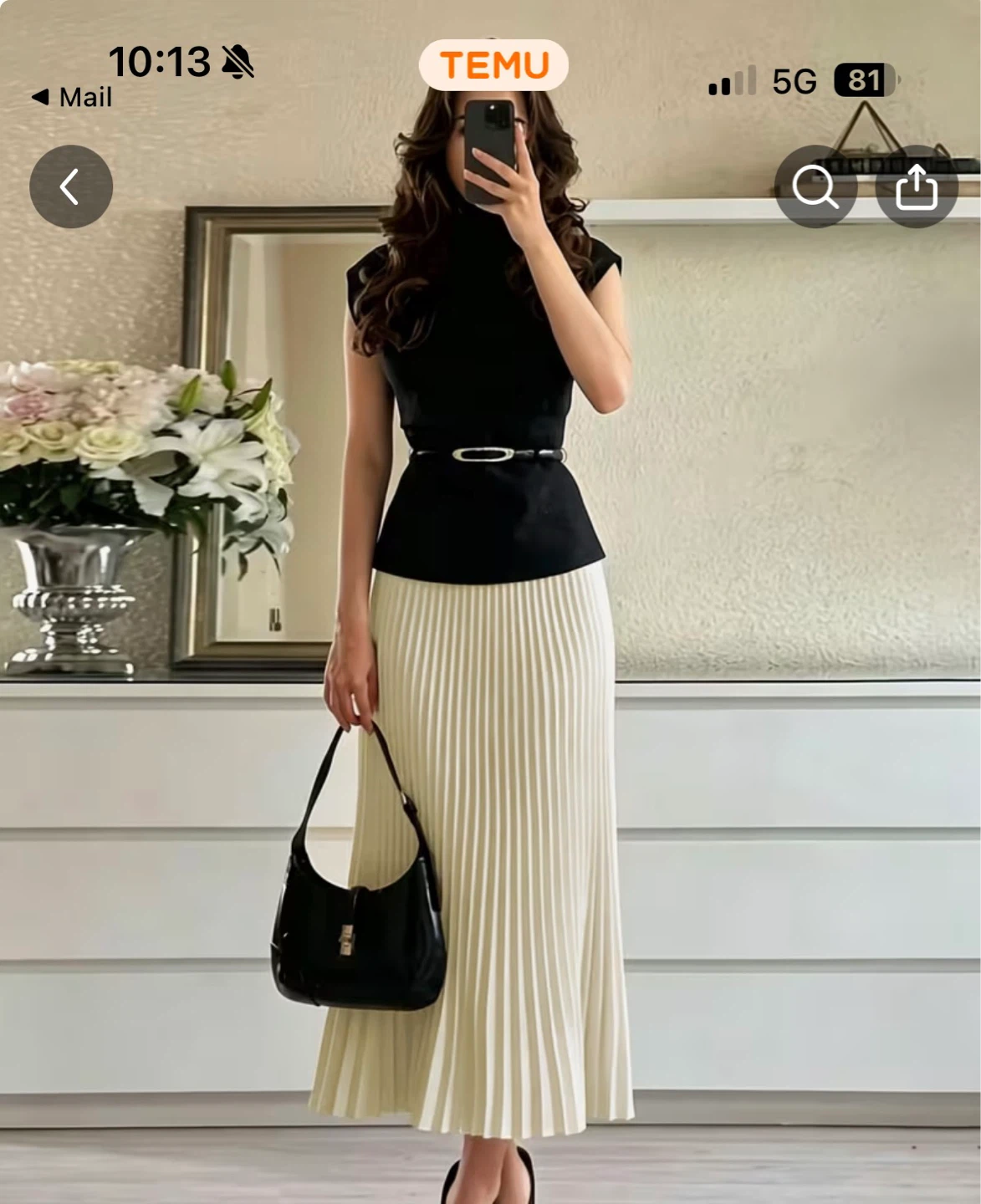 Pleated Maxi Skirt and top