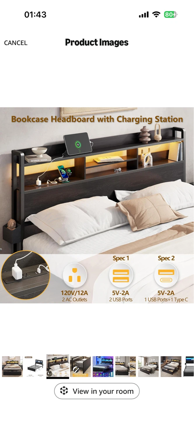 Full Size Bed Frame with Wood Headboard - photo 3