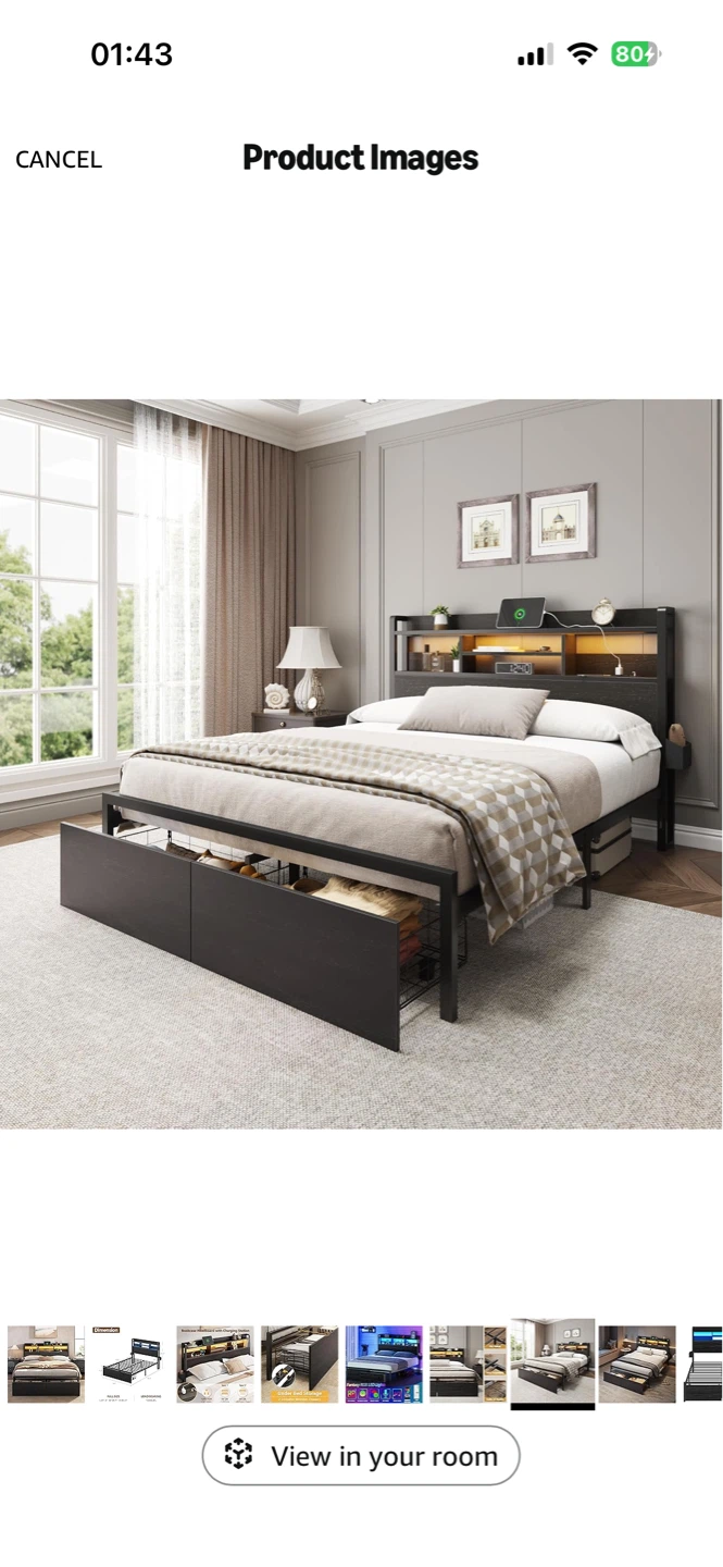 Full Size Bed Frame with Wood Headboard - photo 5