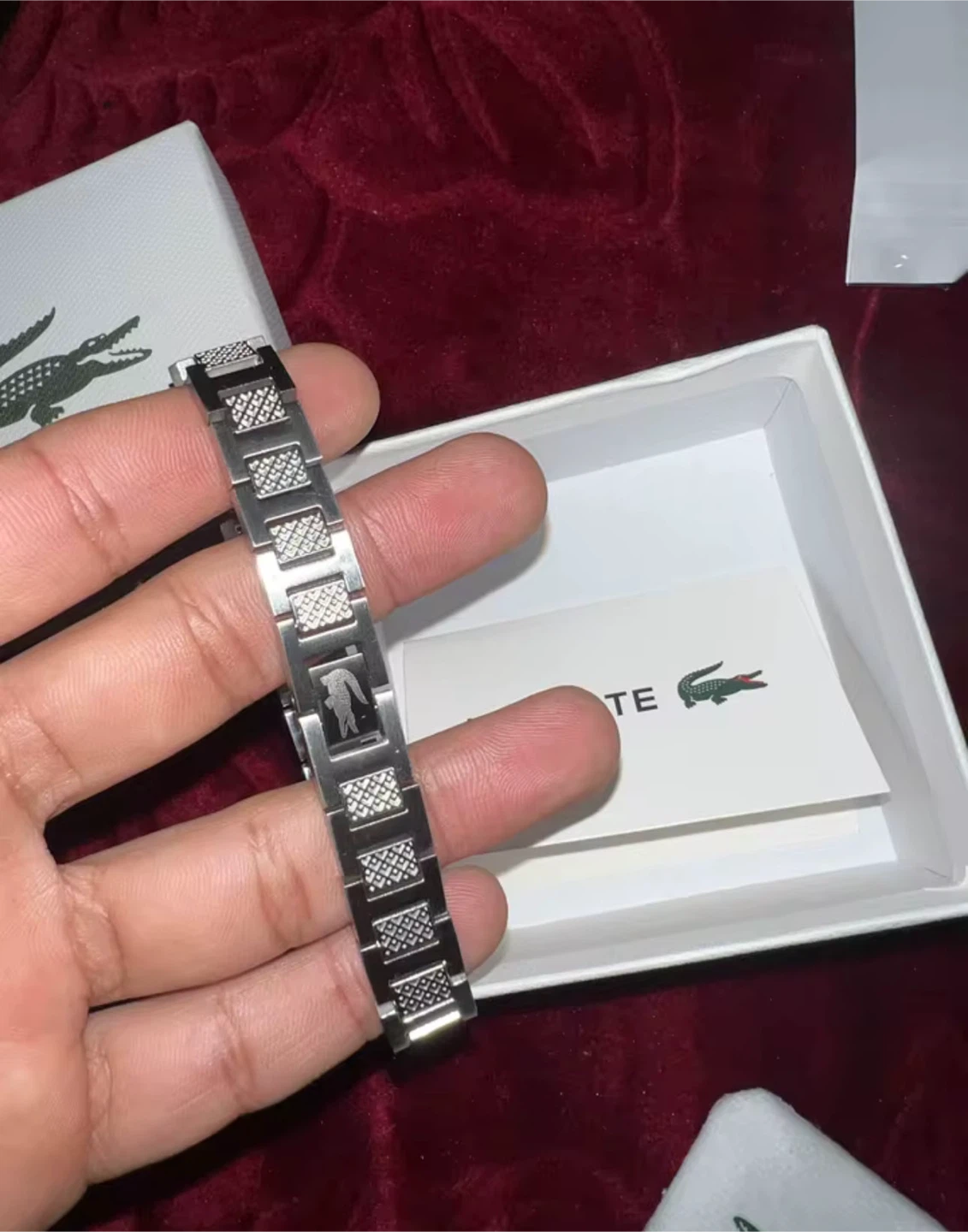 Lacoste Silver Bracelet with Crocodile Logo - photo 2