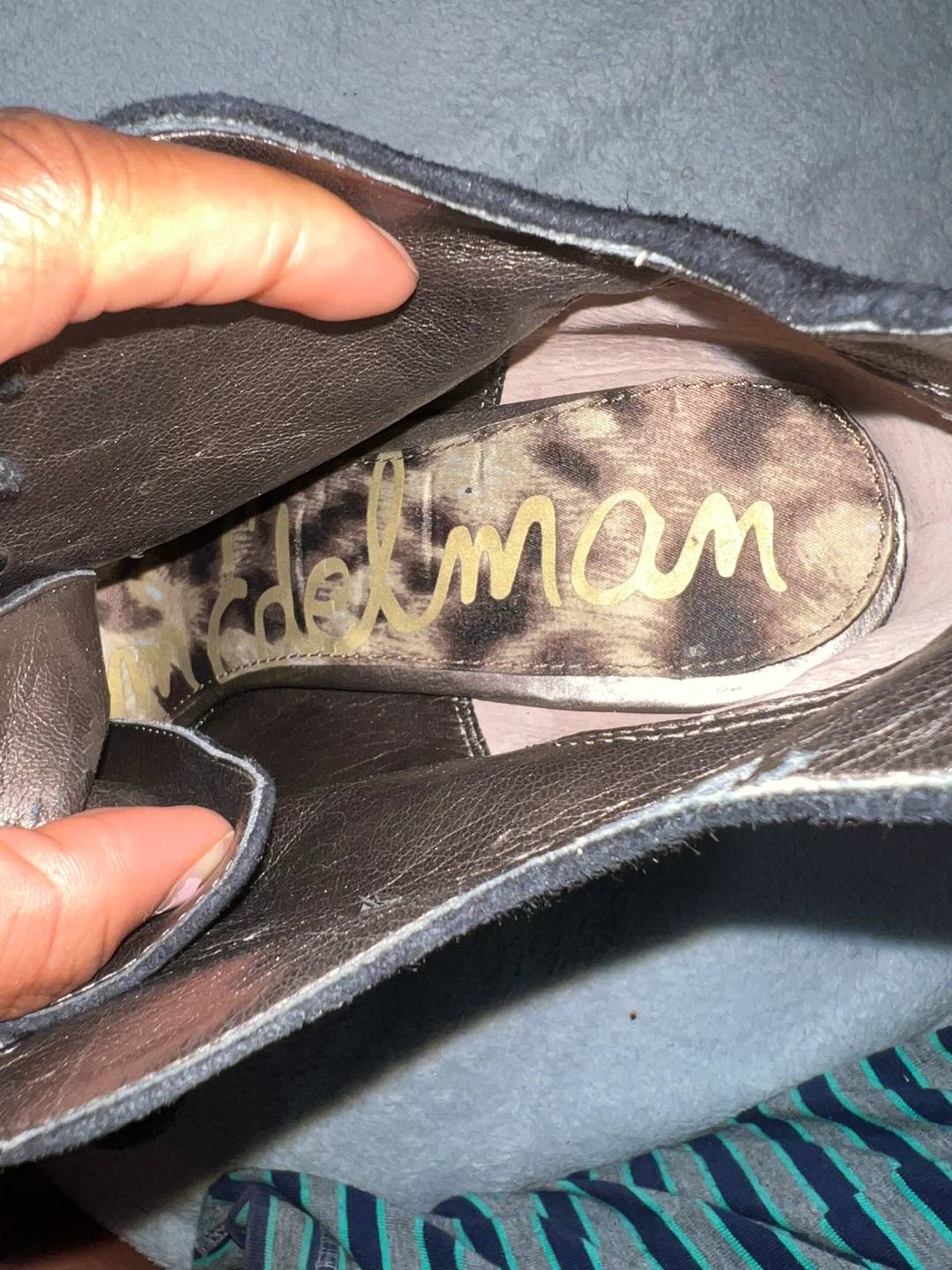 Sam Edelman Black Suede Ankle Boots with Gold Embellishments - photo 2