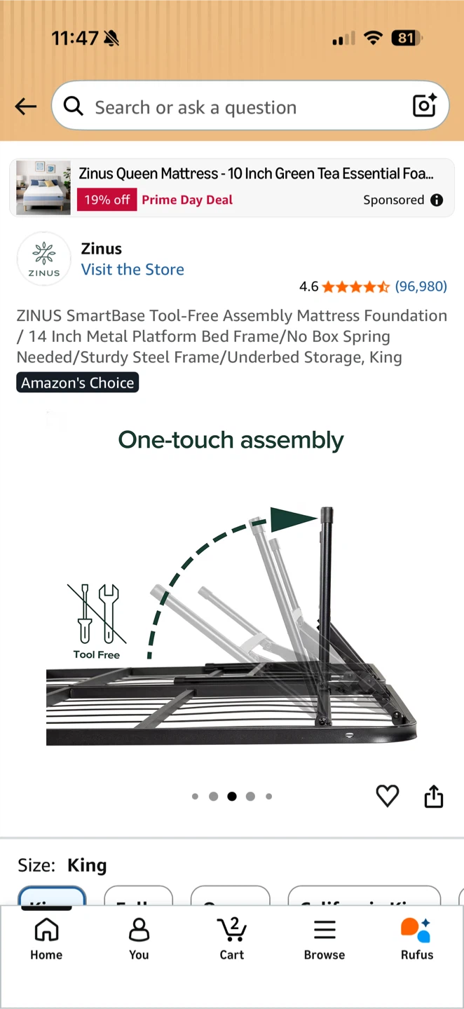 Zinus SmartBase 14 Inch Metal Platform Bed Frame - photo 3