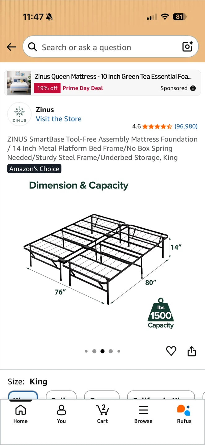 Zinus SmartBase 14 Inch Metal Platform Bed Frame - photo 4