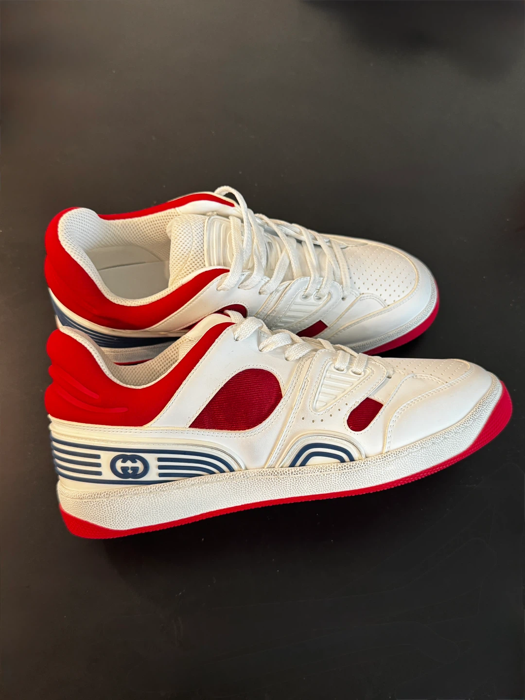 GUCCI Basket Sneakers White Red