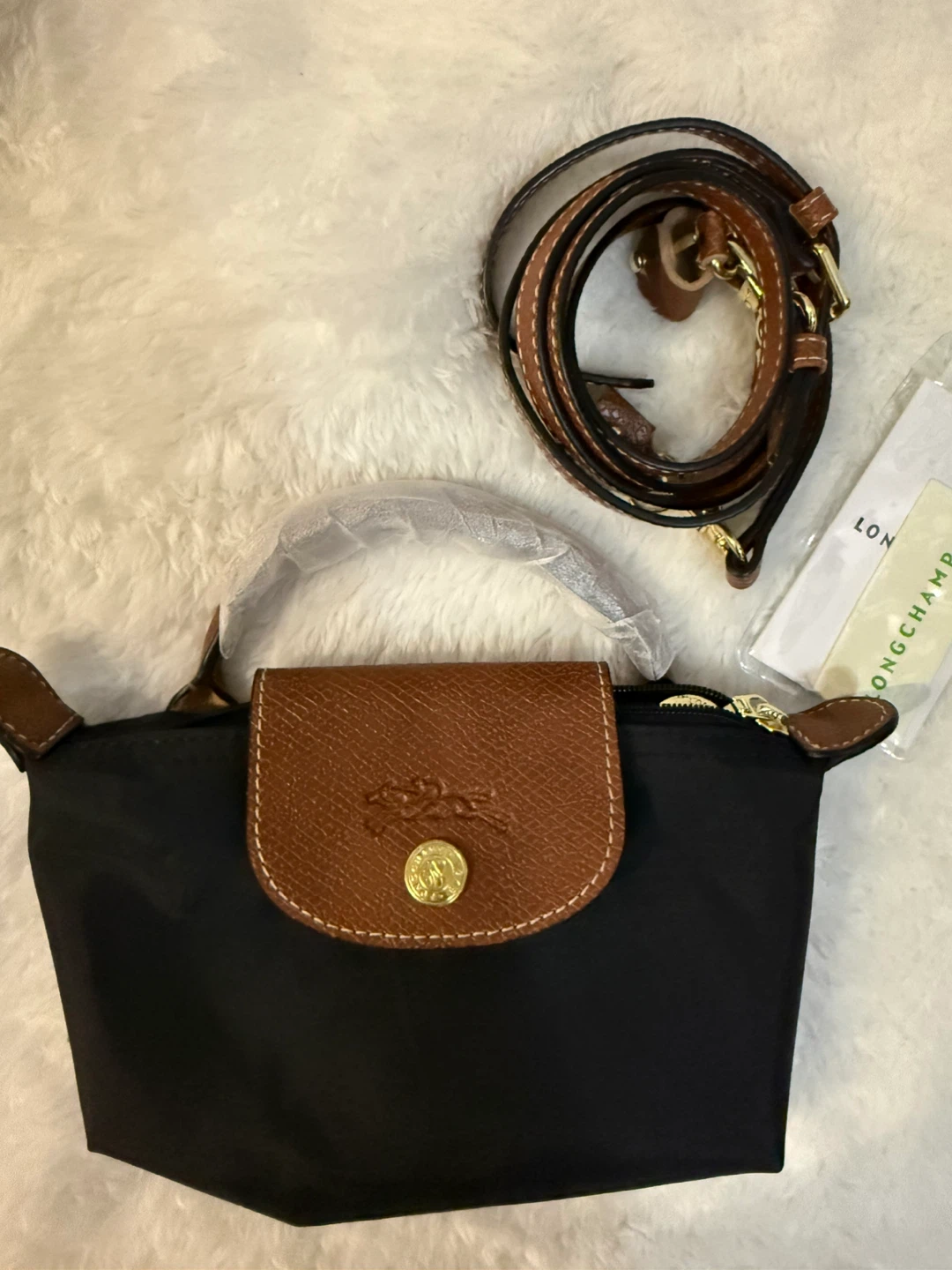Black Longchamp Le Pliage Pouch Top Handle/ crossbody