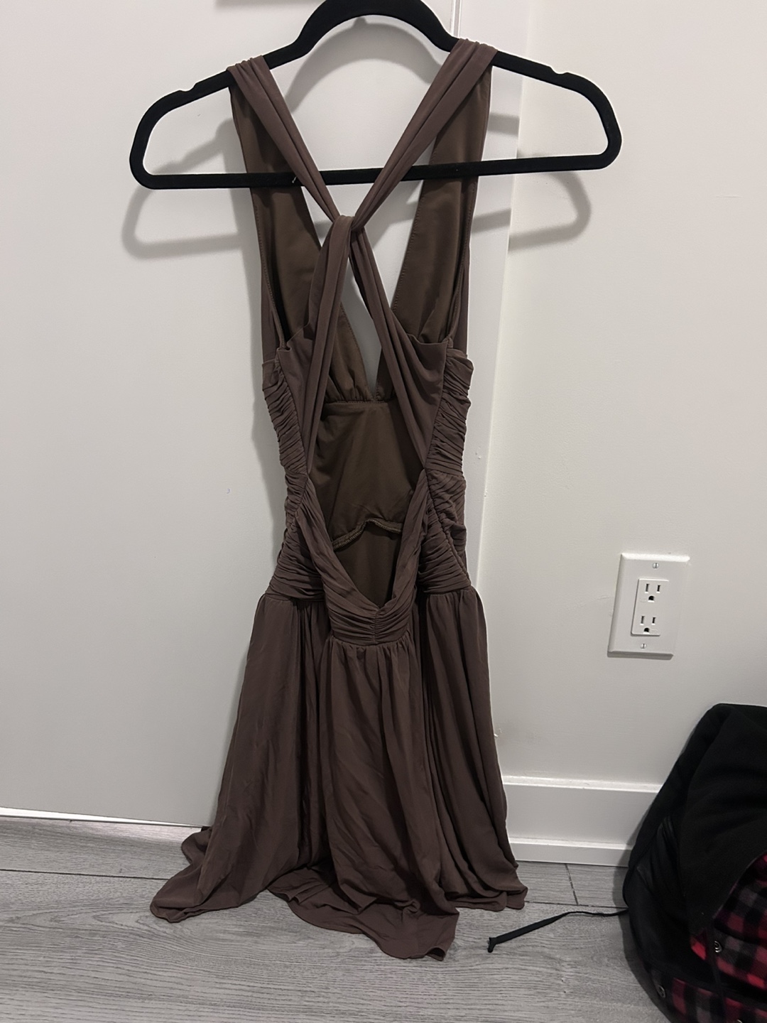 Brown Ruched Halter Dress - photo 2