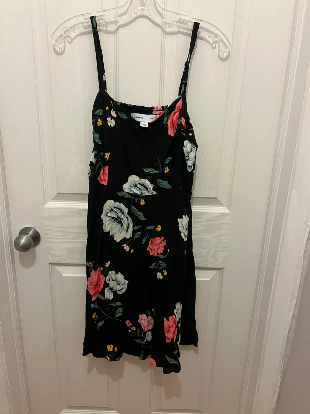 Old Navy Black Floral Spaghetti Strap Dress
