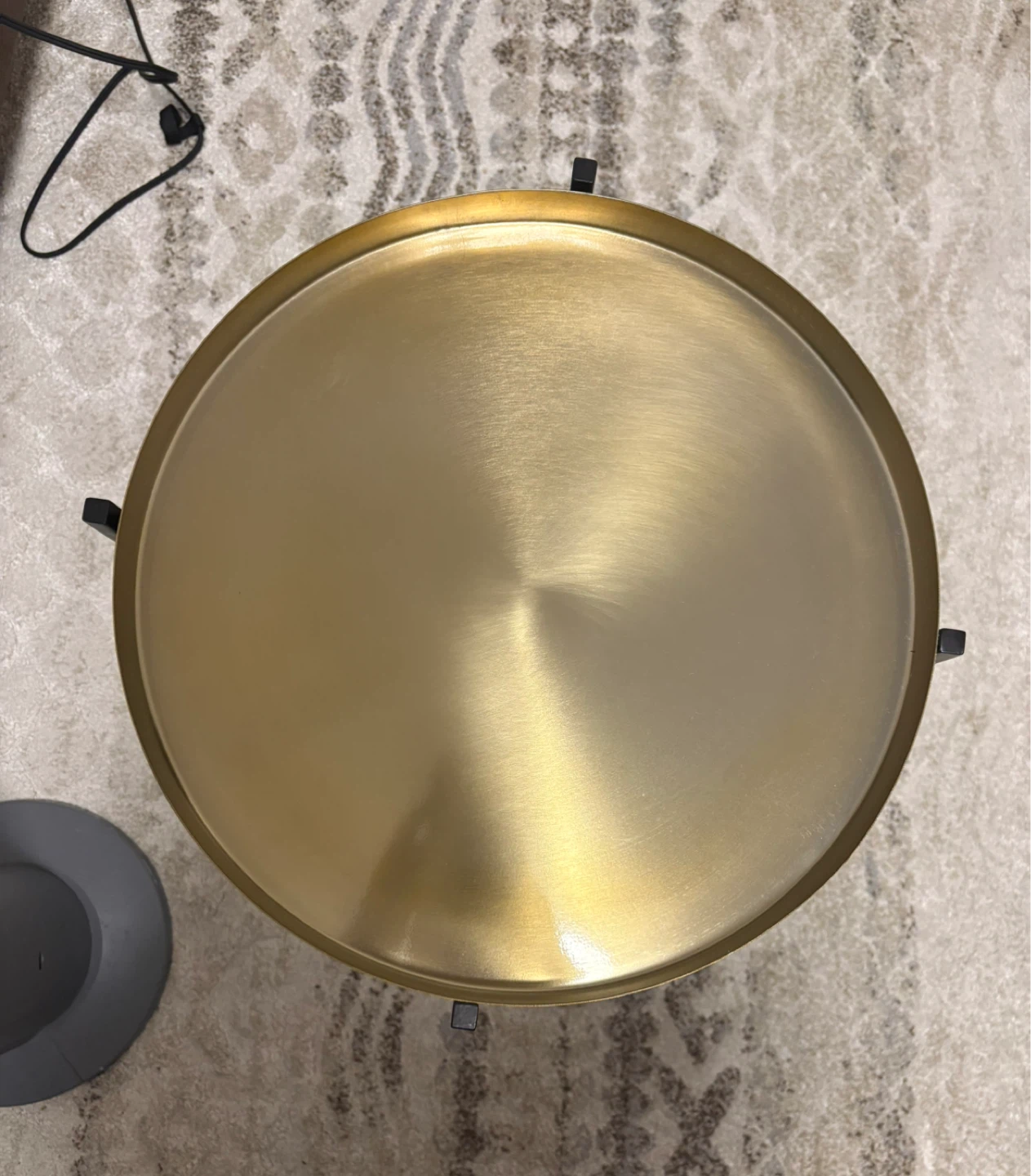 Round Gold Top Side Table with Black Base