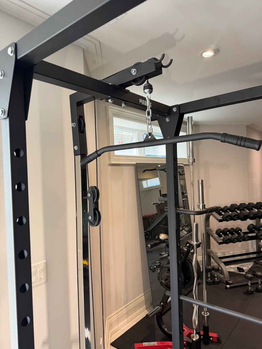 Olympic and Lat Pulldown Squat Rack with Adjustable Bench - photo 5