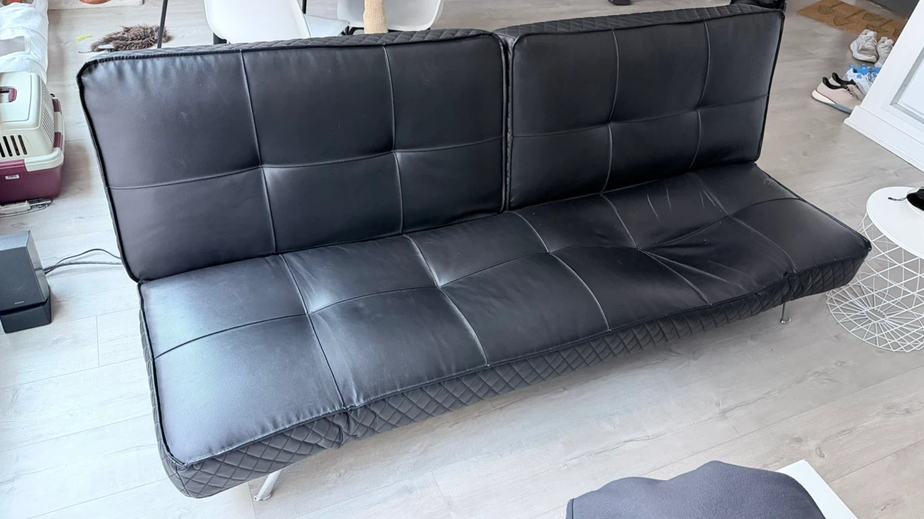 Black Faux Leather Futon Sofa Bed