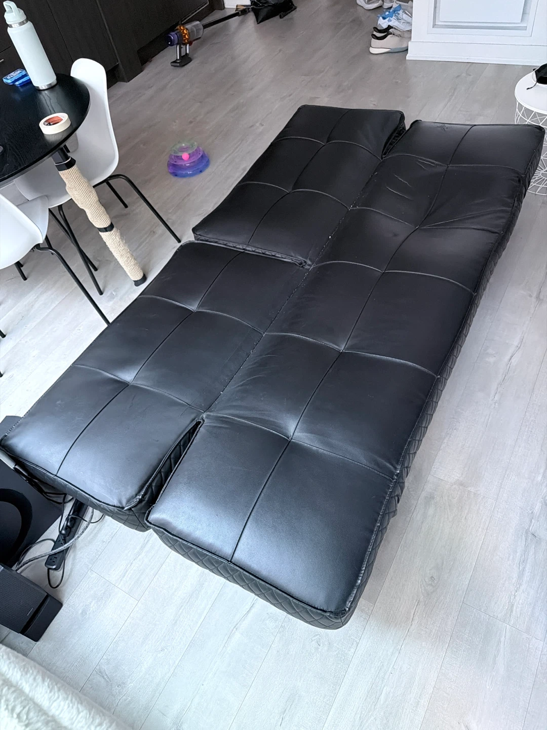 Black Faux Leather Futon Sofa Bed - photo 3