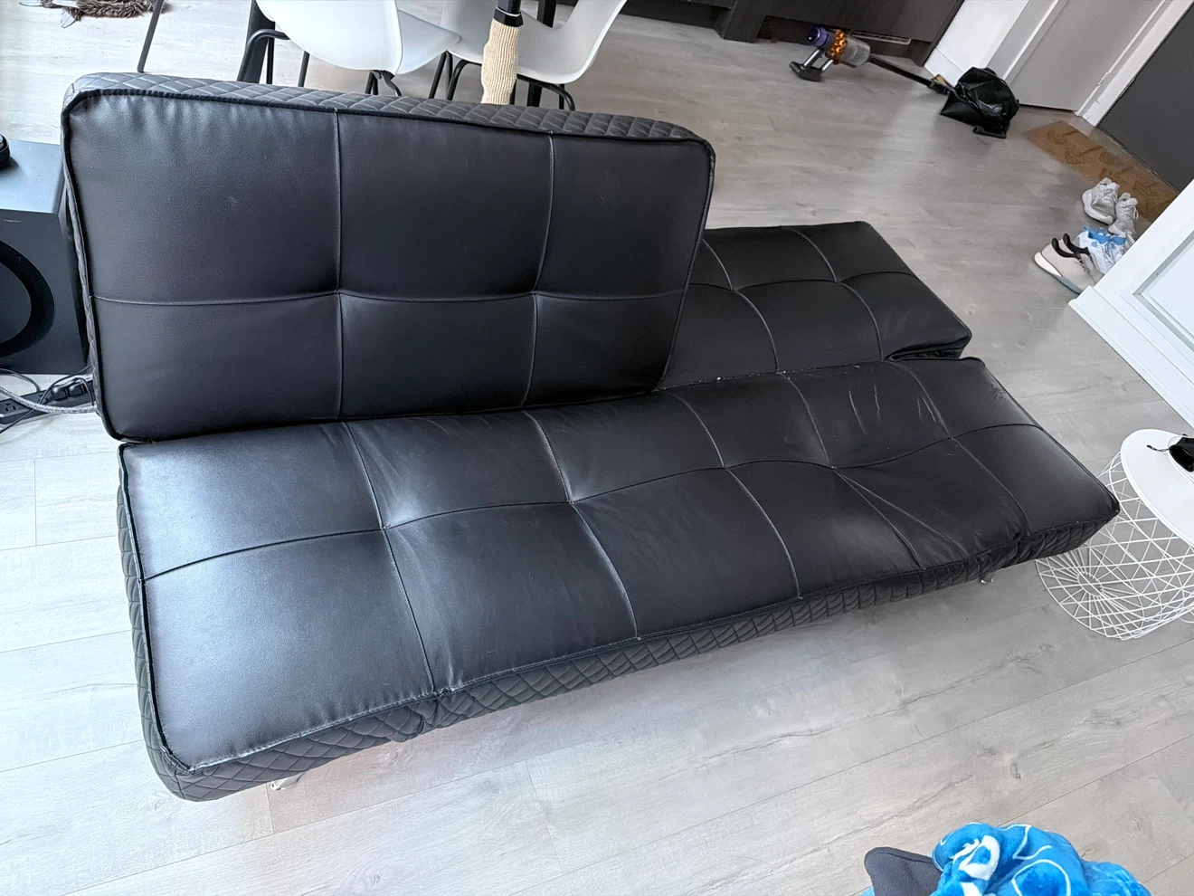 Black Faux Leather Futon Sofa Bed - photo 4