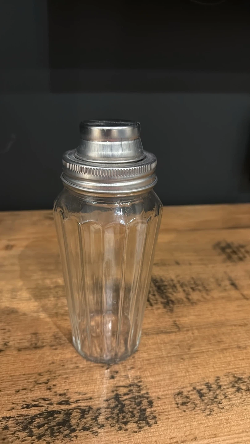 Glass Shaker with Metal Top- vintage look