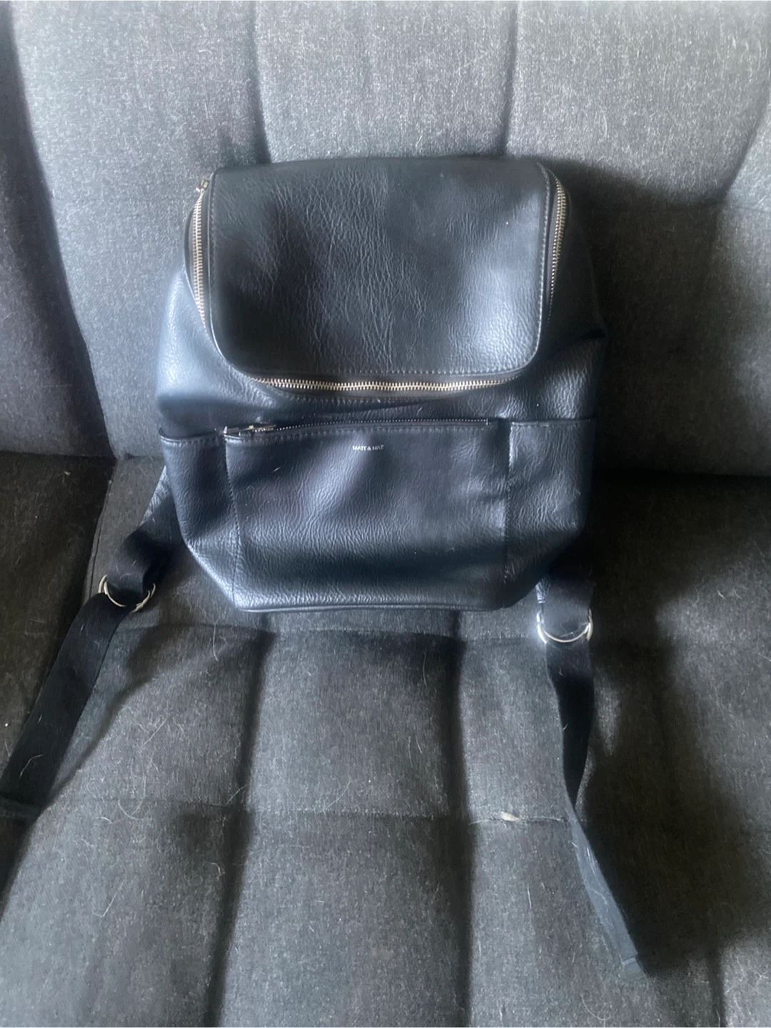 MATT & NAT Black Faux Leather Backpack