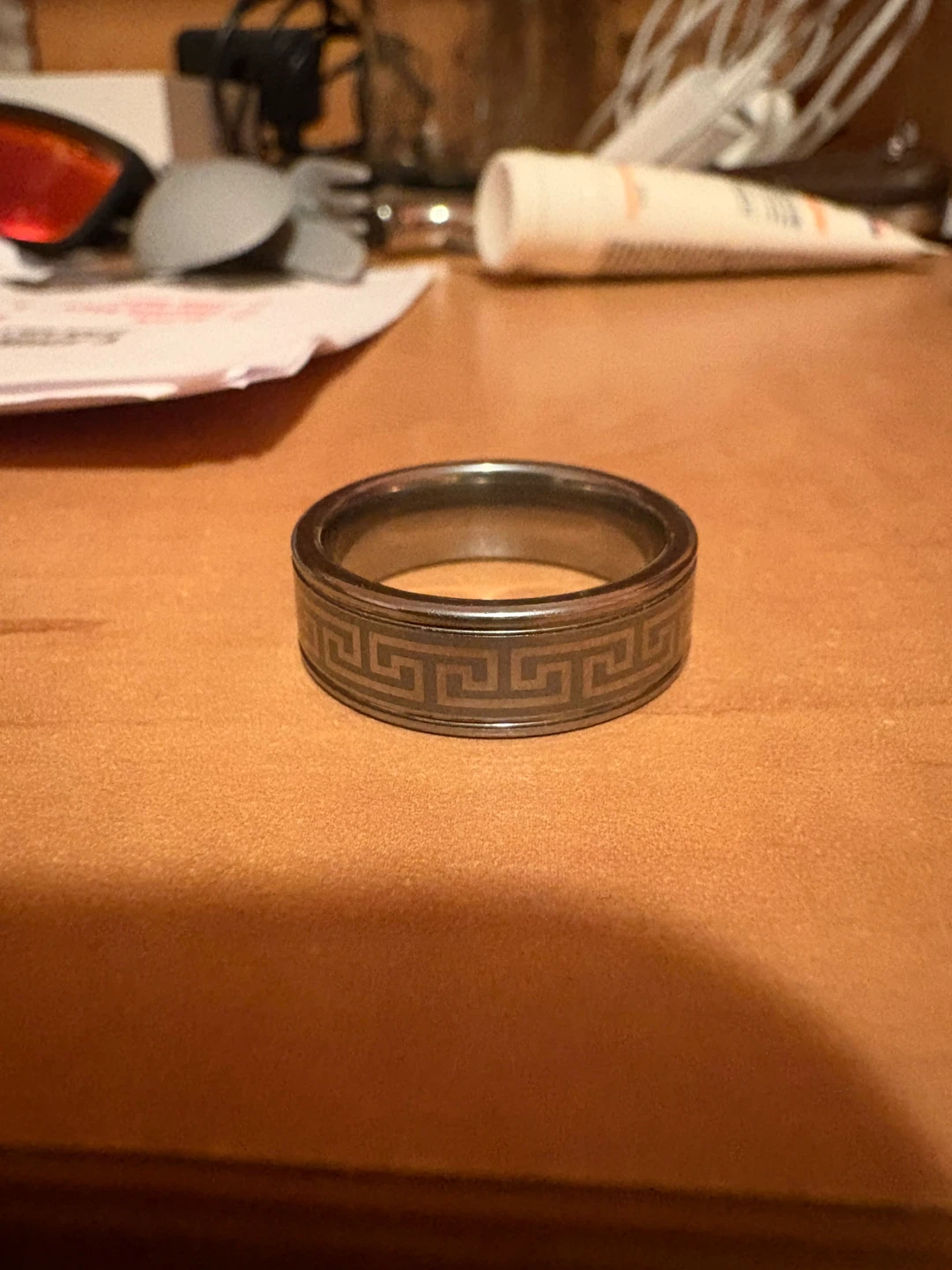 Men's Greek Key Pattern wedding band
