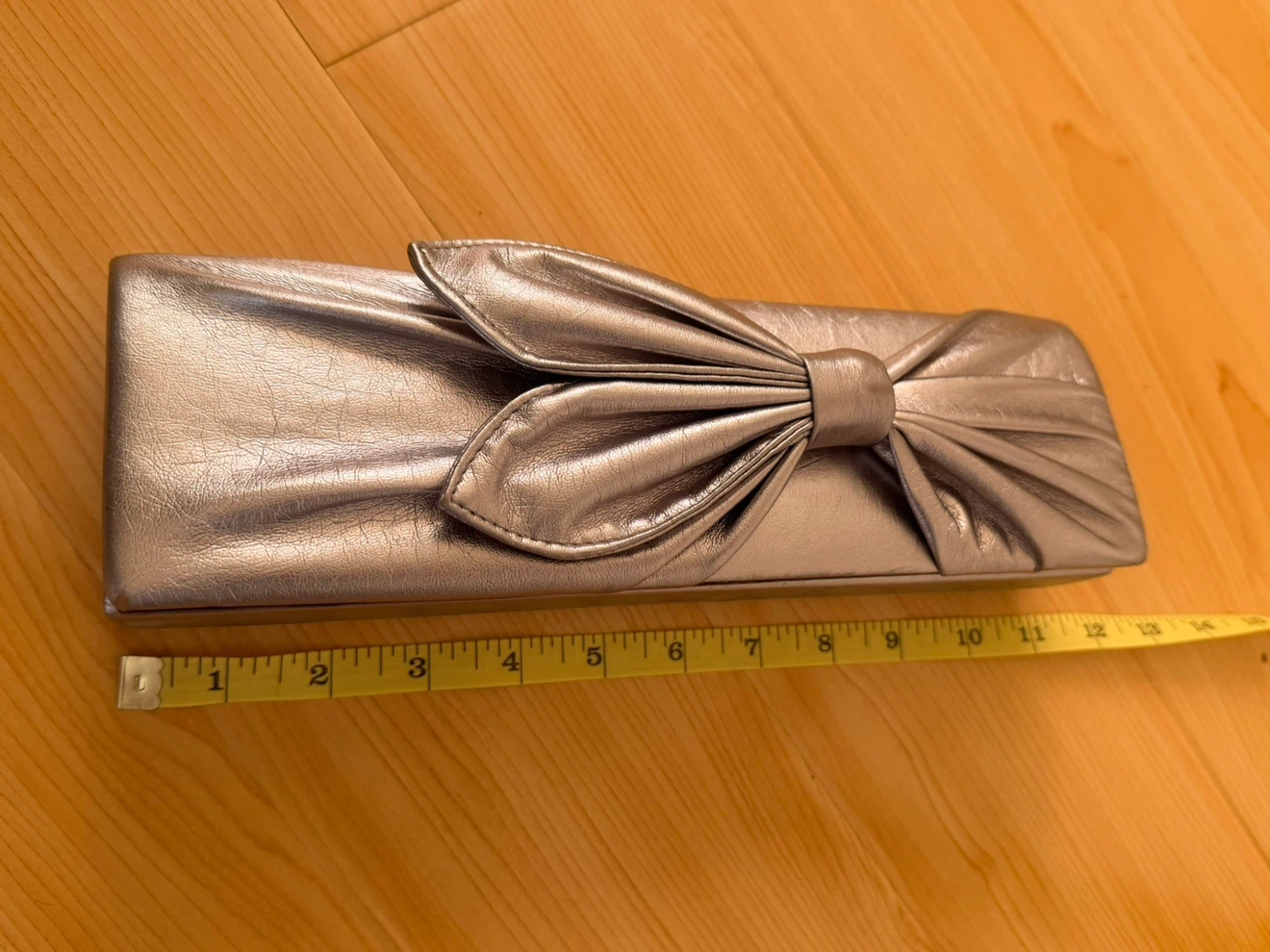 Silver Clutch Purse with Bow Detail