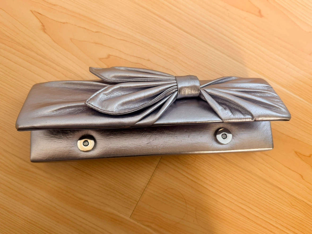 Silver Clutch Purse with Bow Detail - photo 3