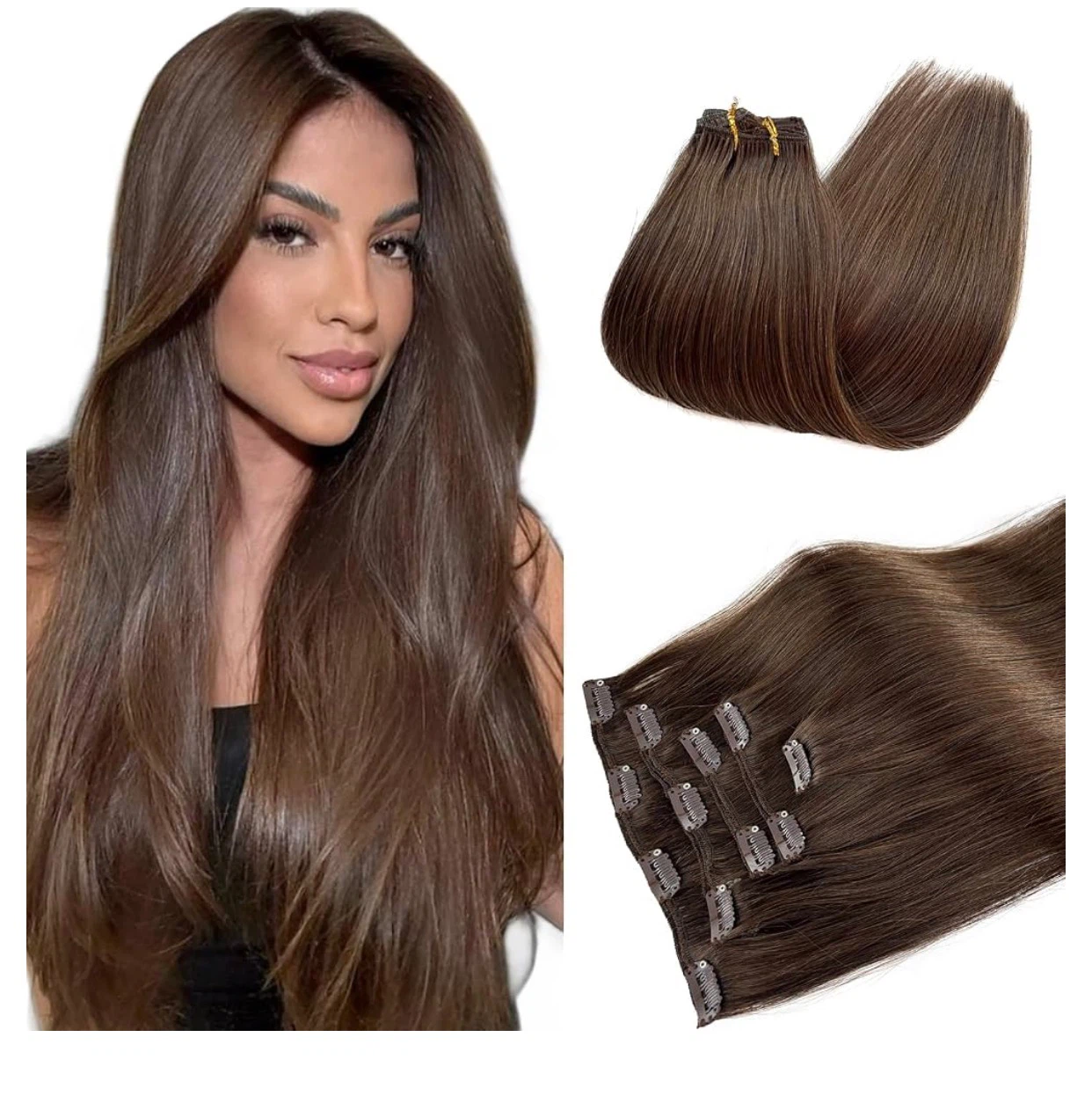 HUMAN HAIR CLIP- IN EXTENSIONS 7PCS 16″