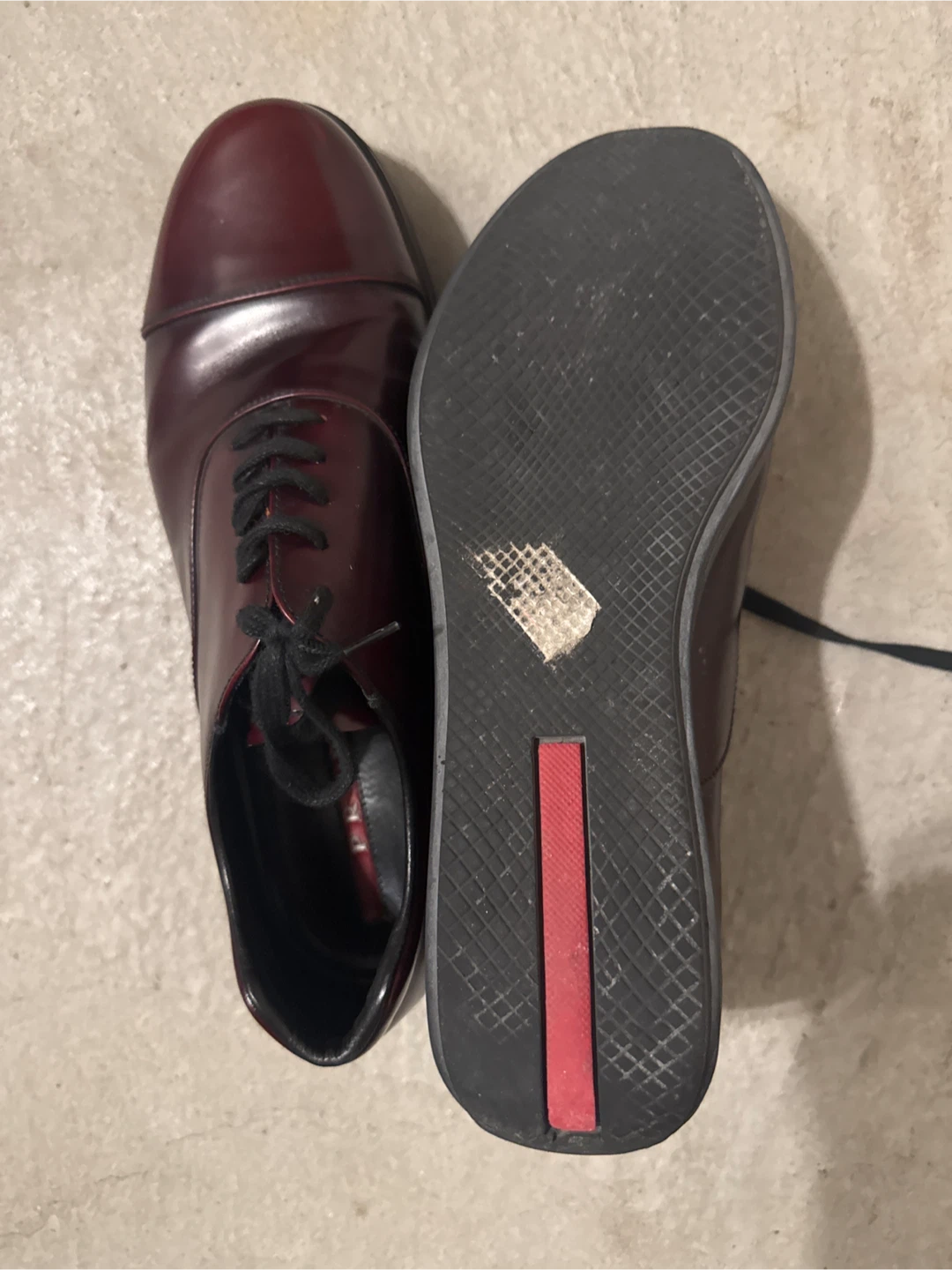 Prada Men's Burgundy Leather Dress Shoes - photo 3