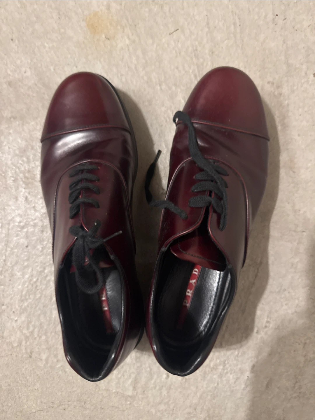 Prada Men's Burgundy Leather Dress Shoes