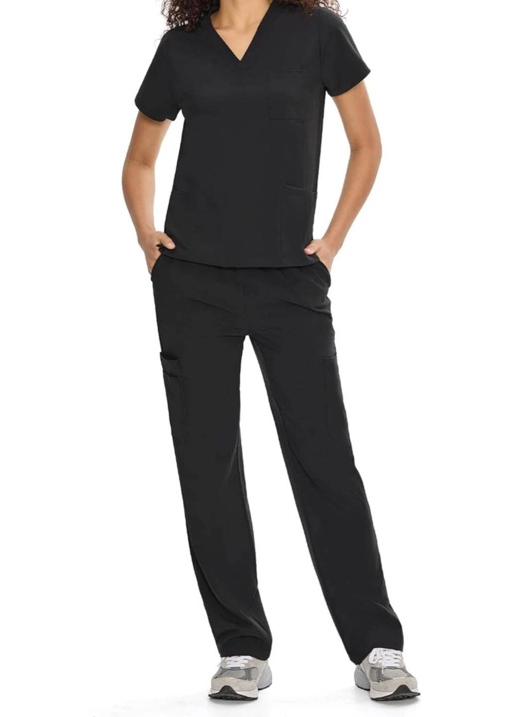 Black Scrub Top and Pants Set
