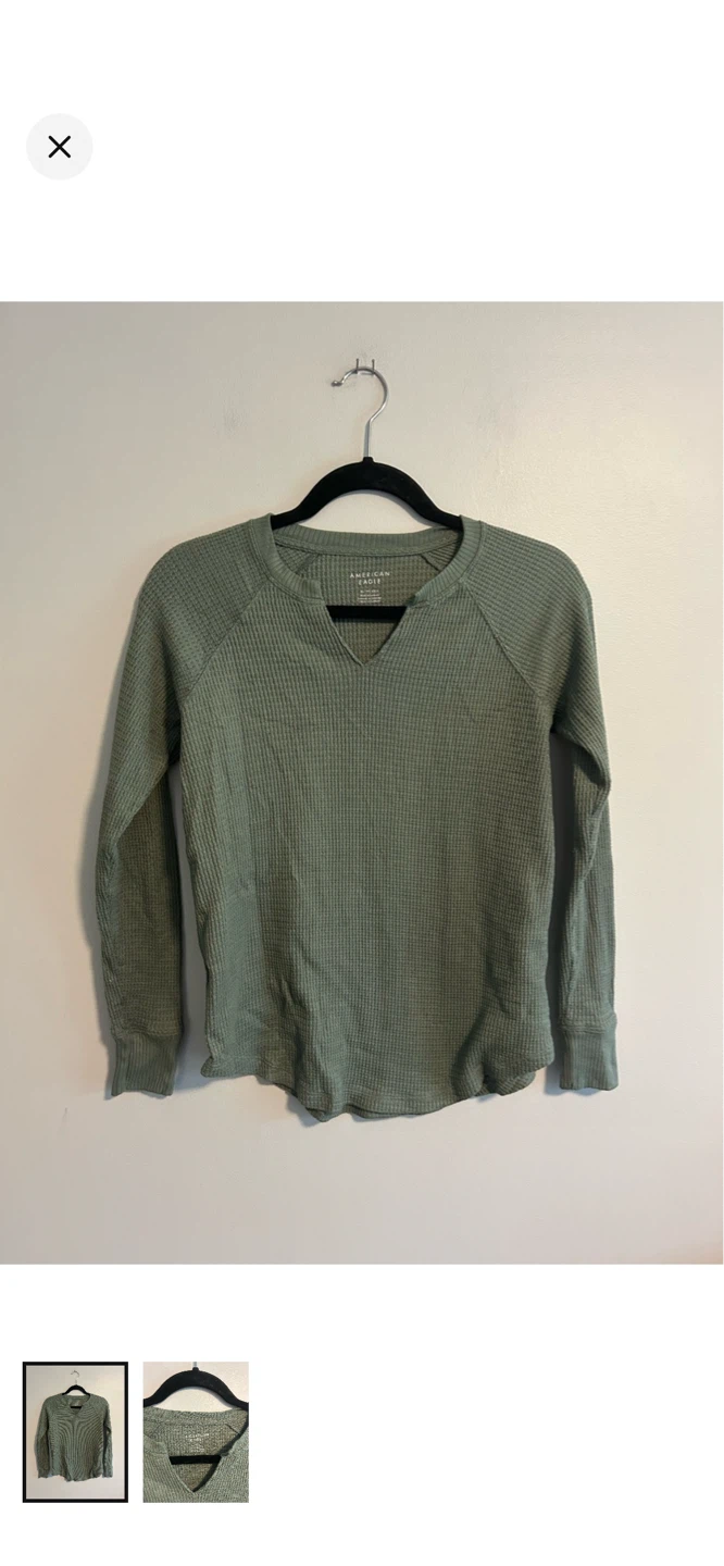 American Eagle Waffle Knit Long Sleeve Top