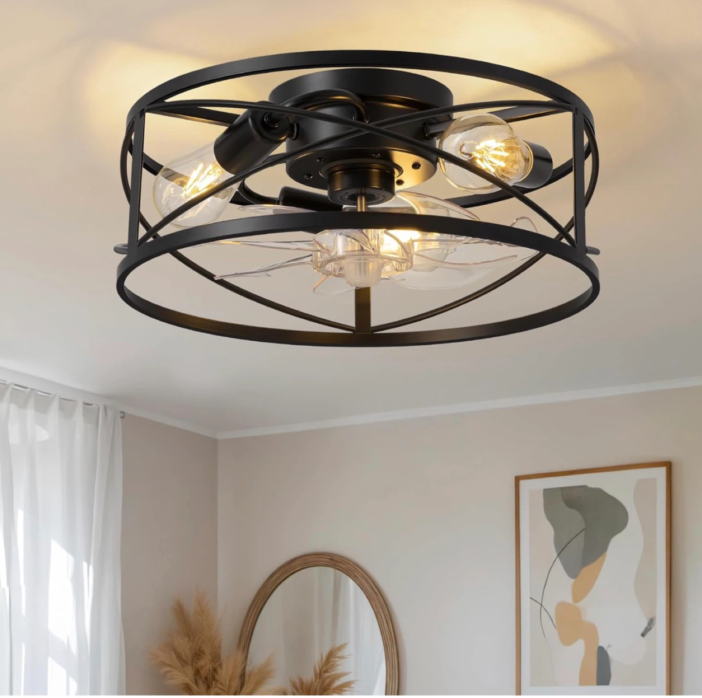 16" Farmhouse Ceiling Fan with Lights and Remote - BNIB
