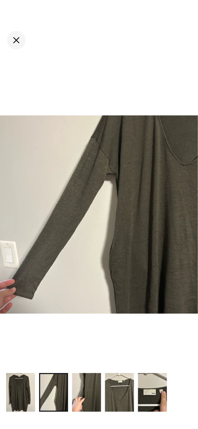 Wilfred Free Long Sleeve Top - Olive Green - Size S - photo 2