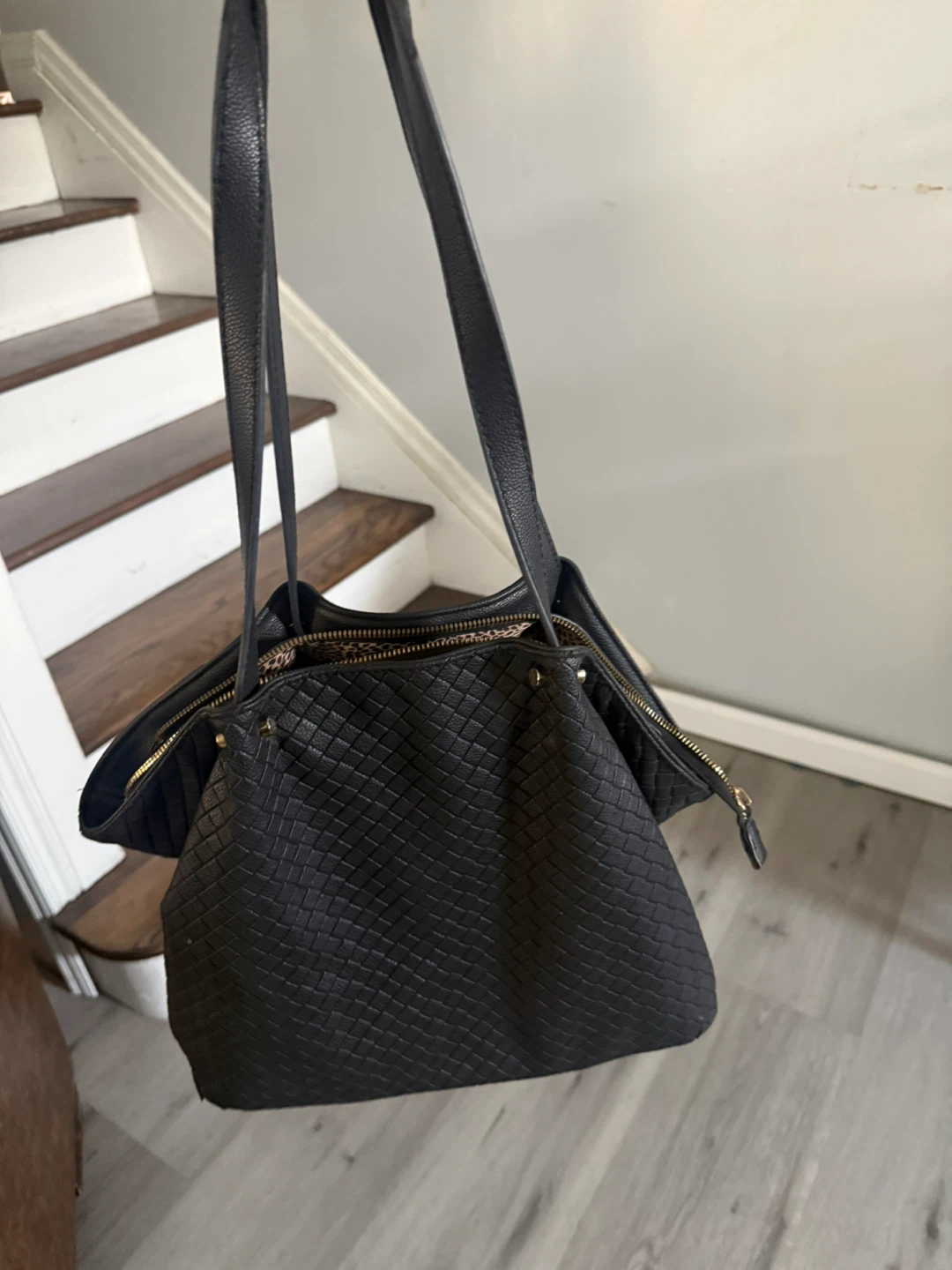 Black Quilted Tote Bag