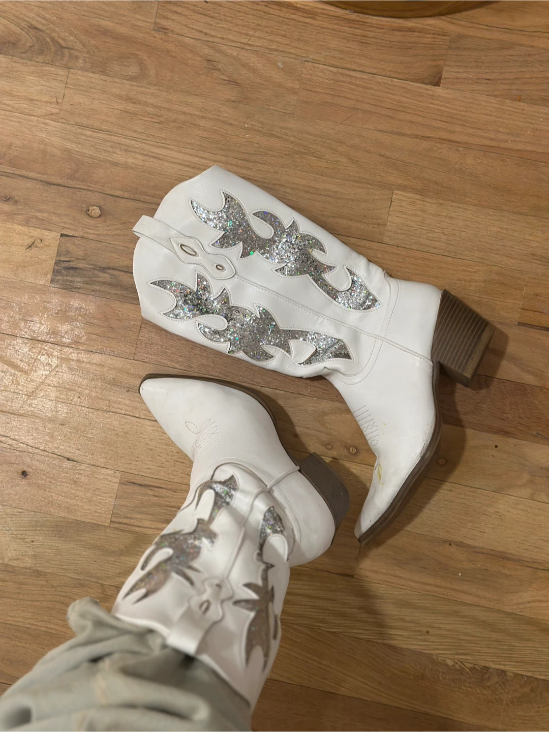 White Glitter Cowboy Boots