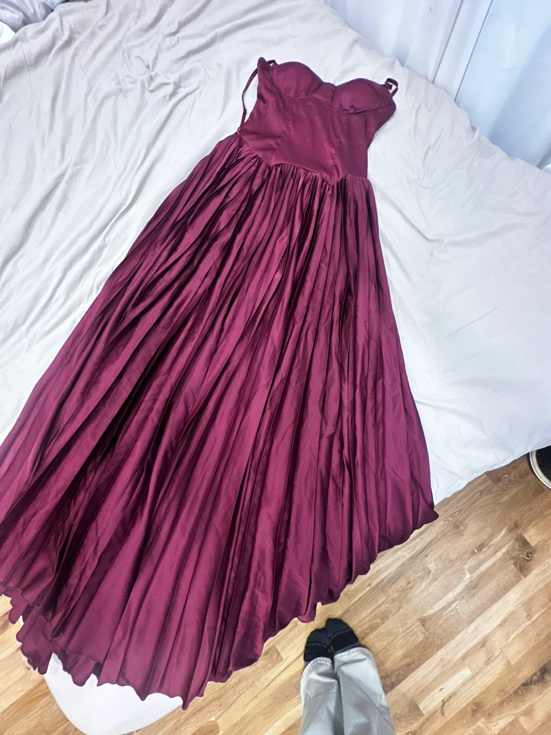 Pleated Corset Back Maxi Dress