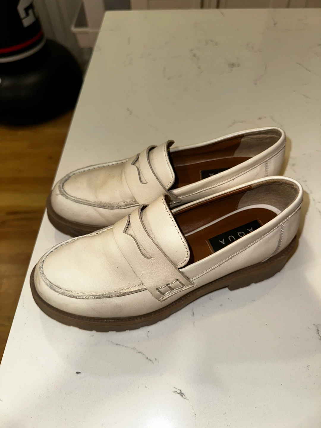 AQUA White Leather Loafers - photo 2