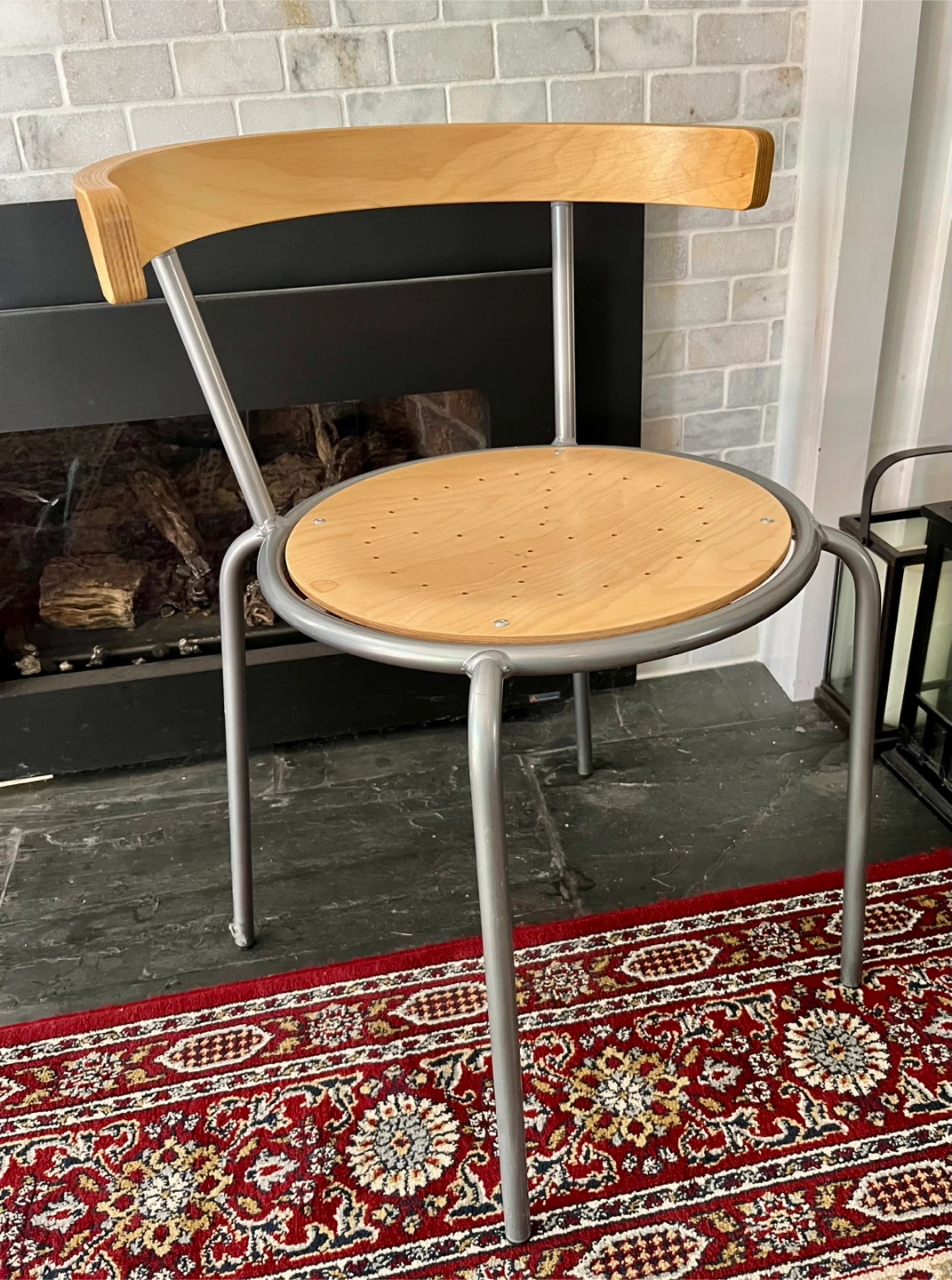 Wooden Seat Chair with Metal Frame