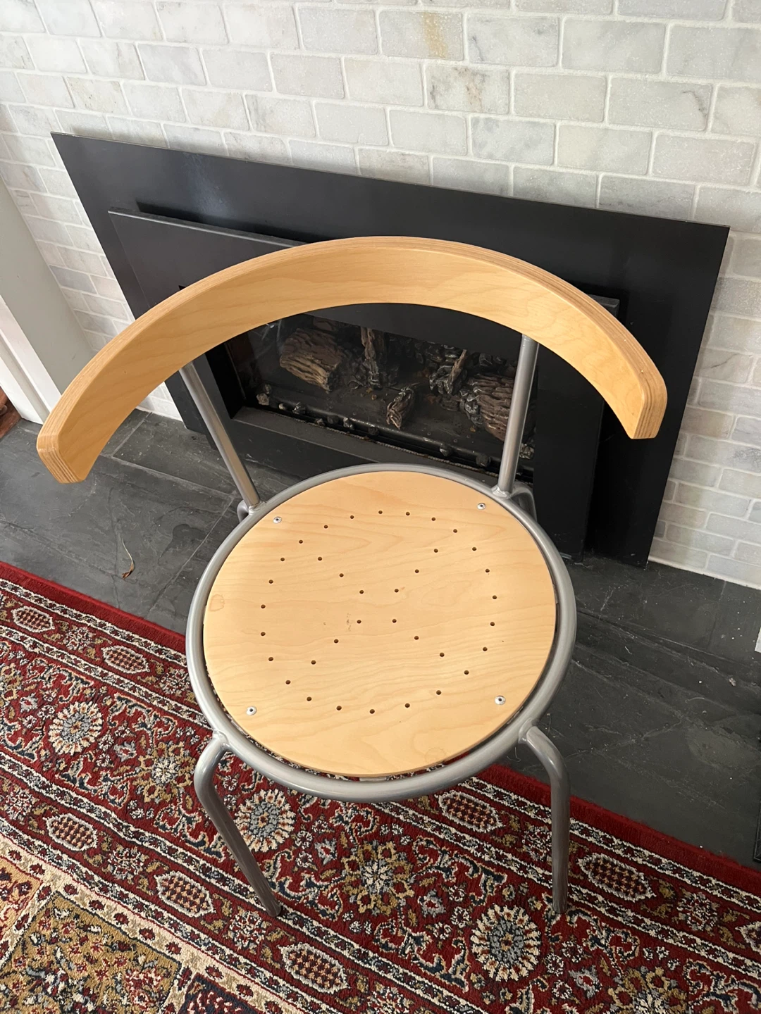 Wooden Seat Chair with Metal Frame - photo 2