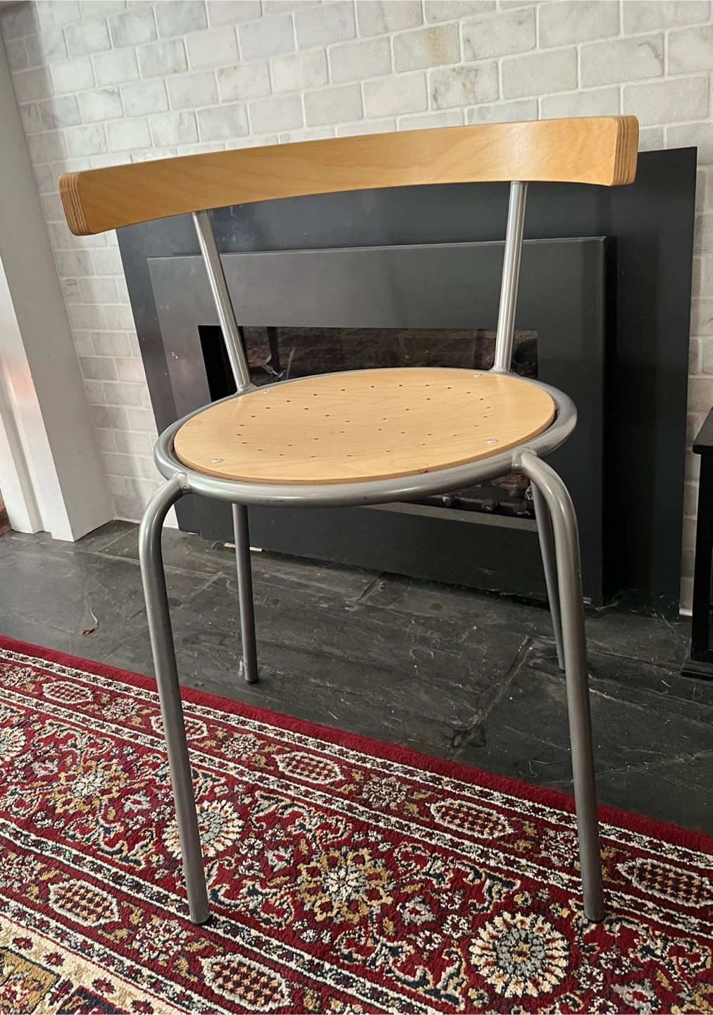 Wooden Seat Chair with Metal Frame - photo 3