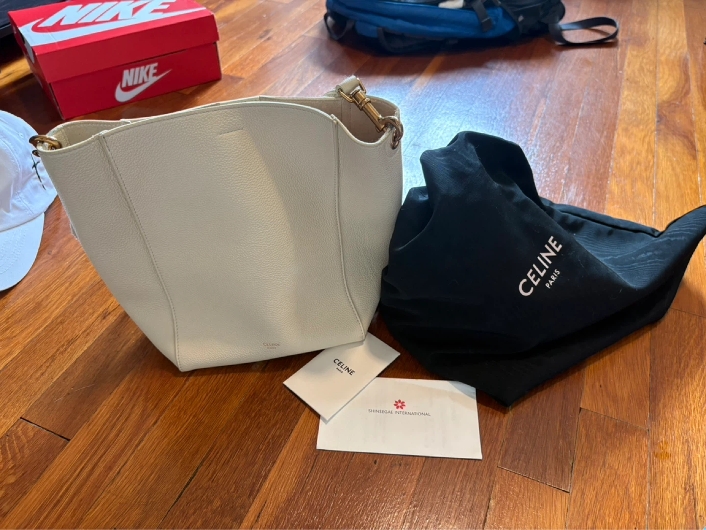 Celine Cream Leather Bucket Bag