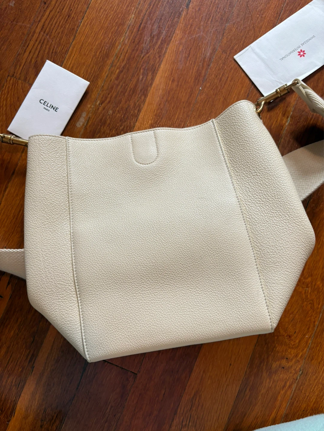 Celine Cream Leather Bucket Bag - photo 3