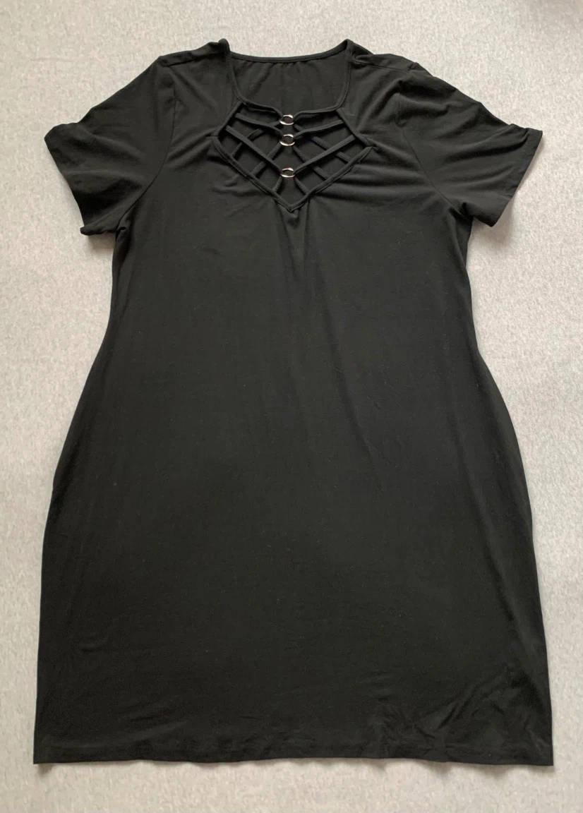 Black Lattice Neck Dress - Size 3XL