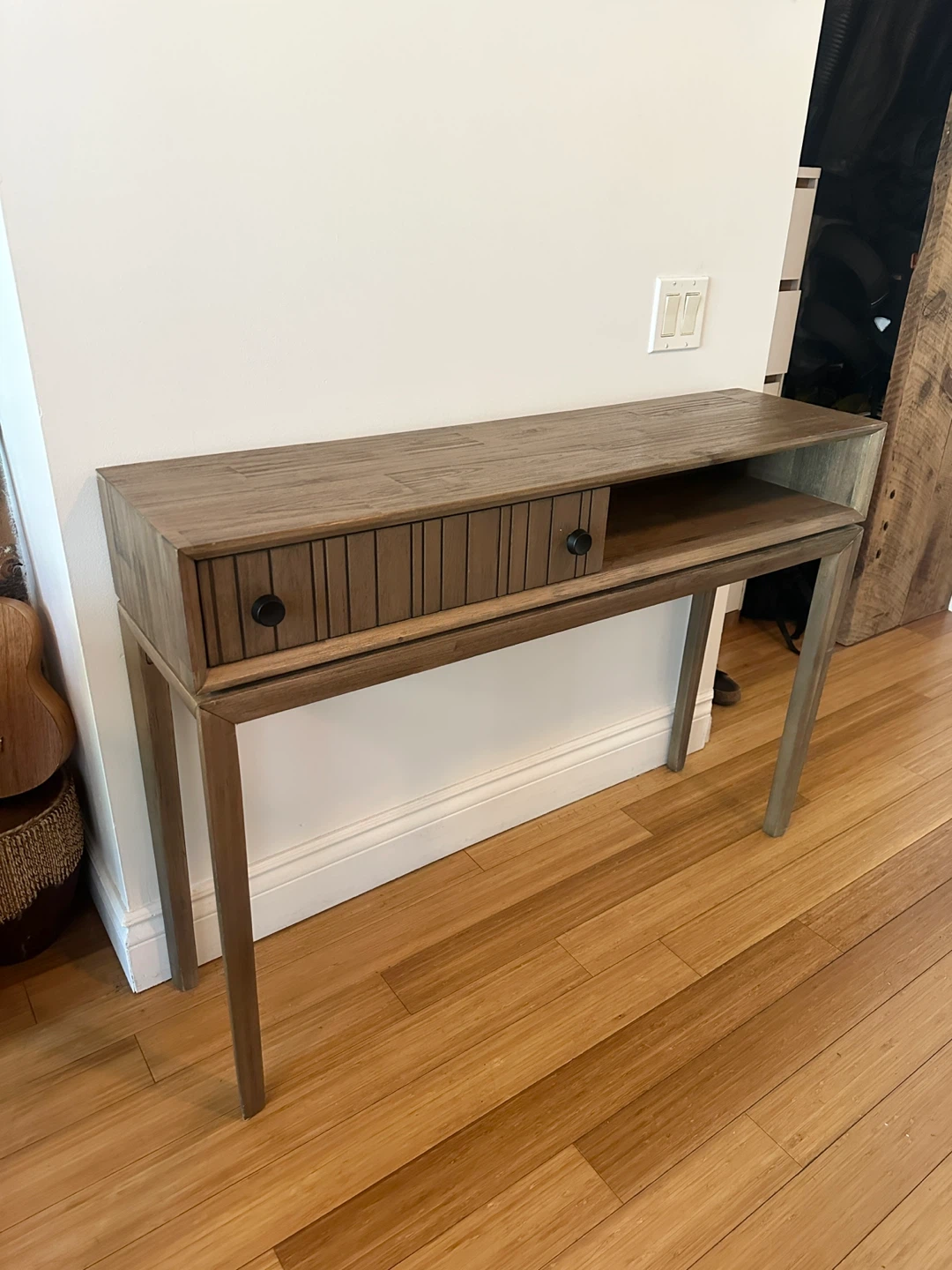 MODERN CONTEMPORARY WOOD HALL ENTRY WAY CONSOLE TABLE W DRAWER - photo 4