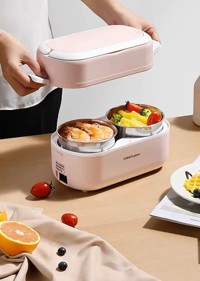 PESKOE Pink Electric Lunch Box Steamer Cooker