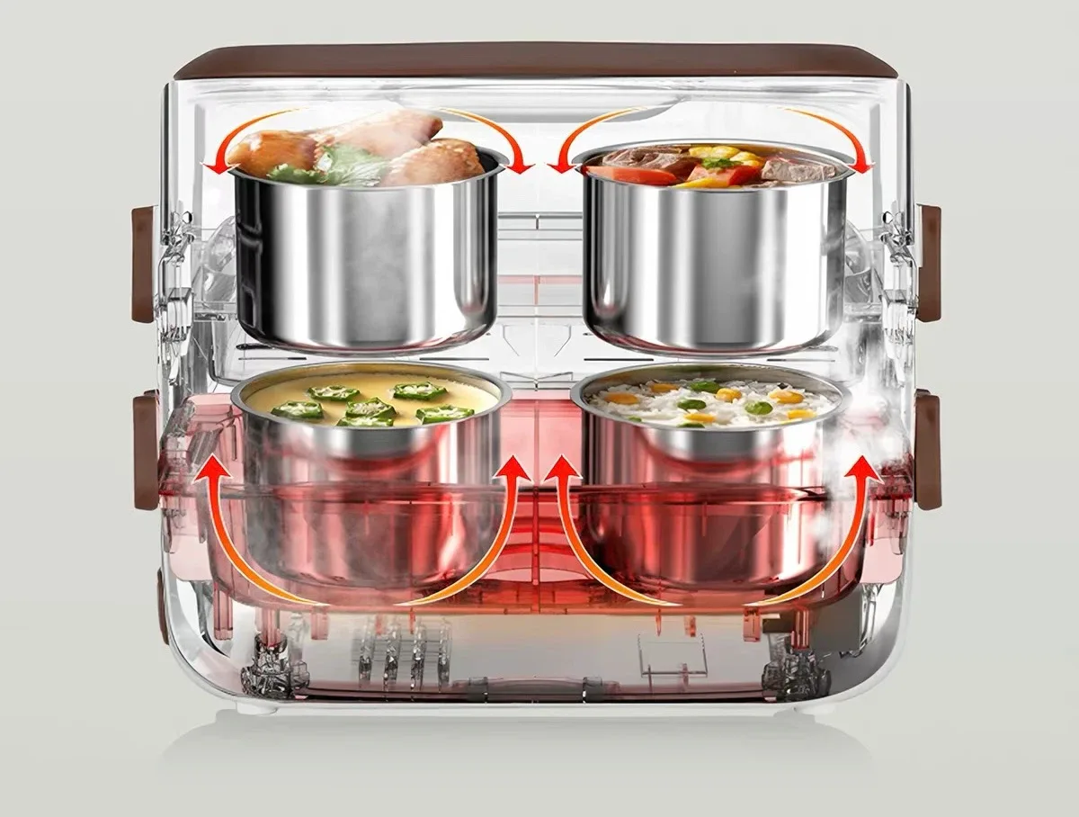 PESKOE Pink Electric Lunch Box Steamer Cooker - photo 2
