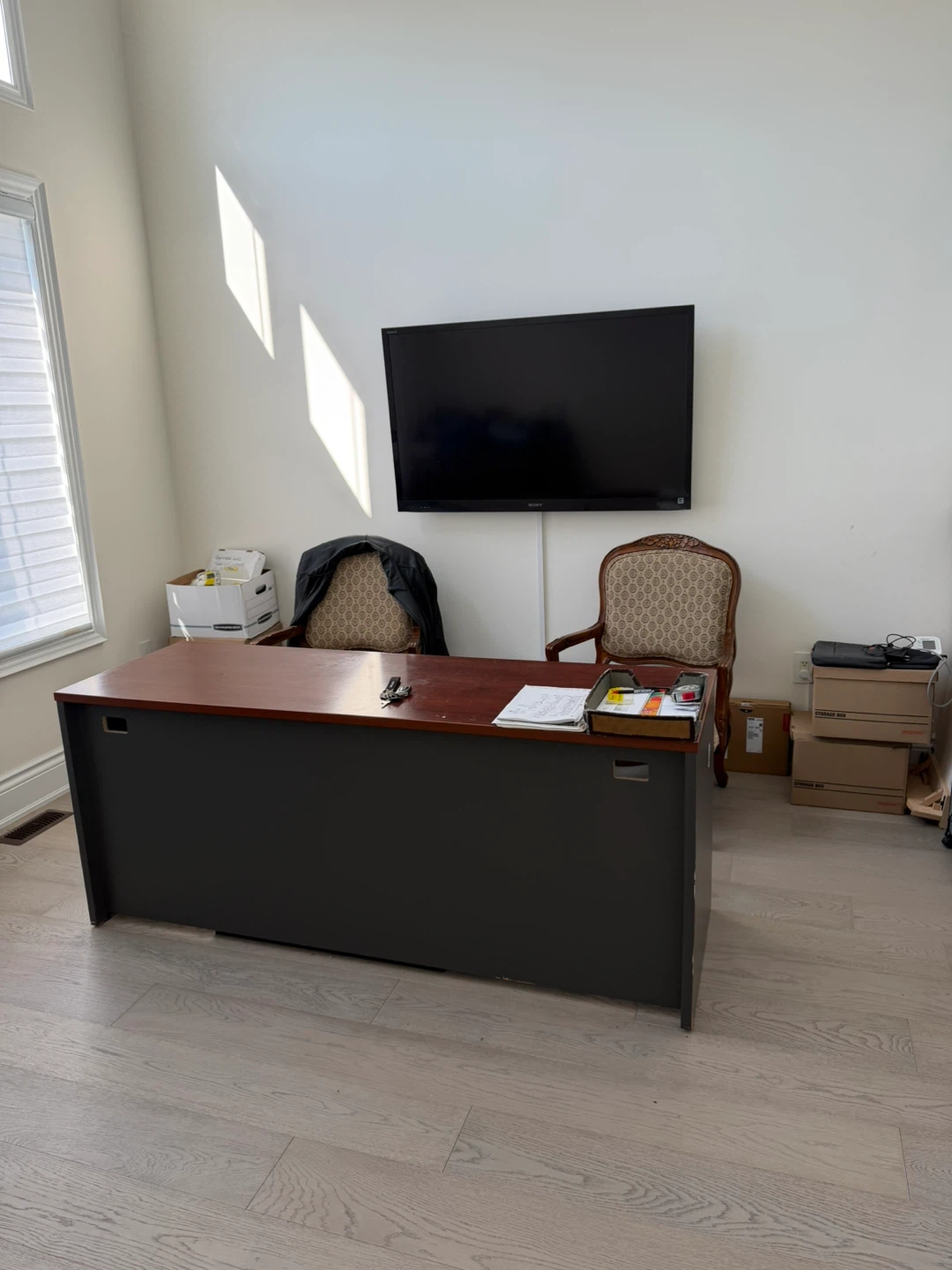 Office desk and chairs