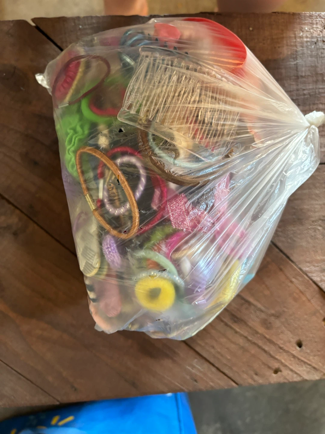 Bag of assorted hair elastics and accessories