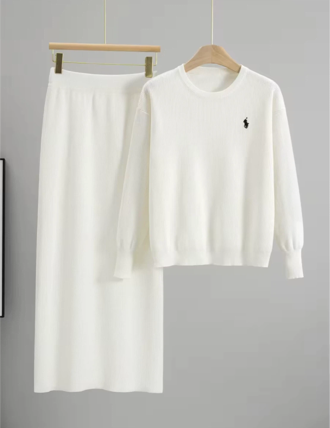 Women's Polo Knit Sweater and Skirt Set - photo 2