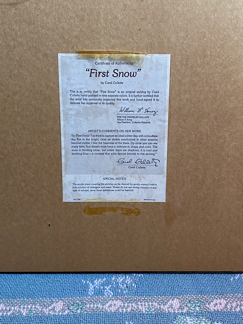 Carol Collette "First Snow" Framed Etching - photo 2