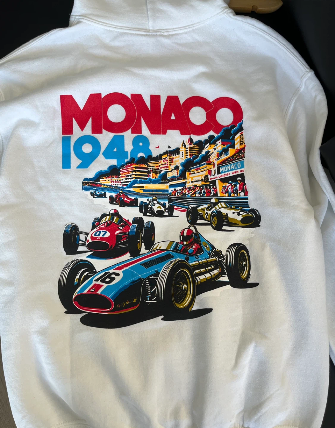 White Monaco 1948 Graphic Hoodie Size M