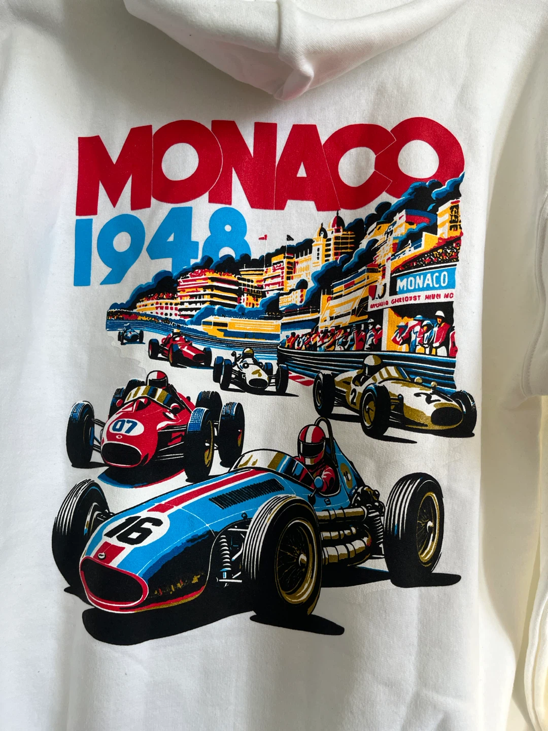 White Monaco 1948 Graphic Hoodie Size M - photo 2