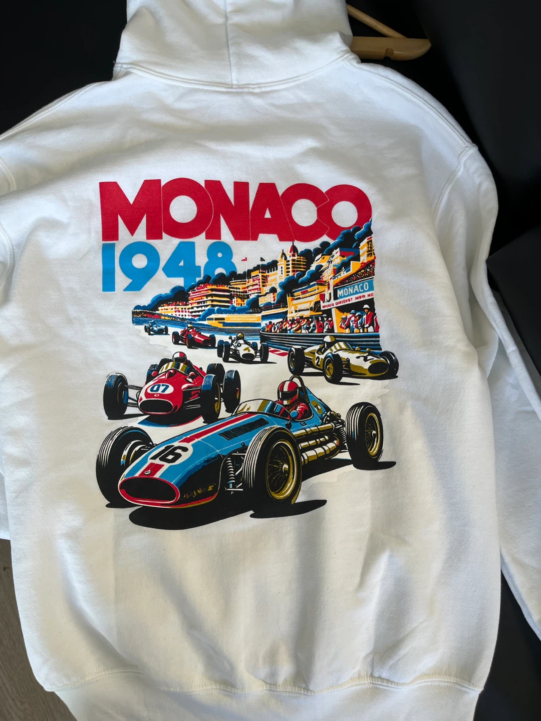 White Monaco 1948 Graphic Hoodie Size M - photo 3