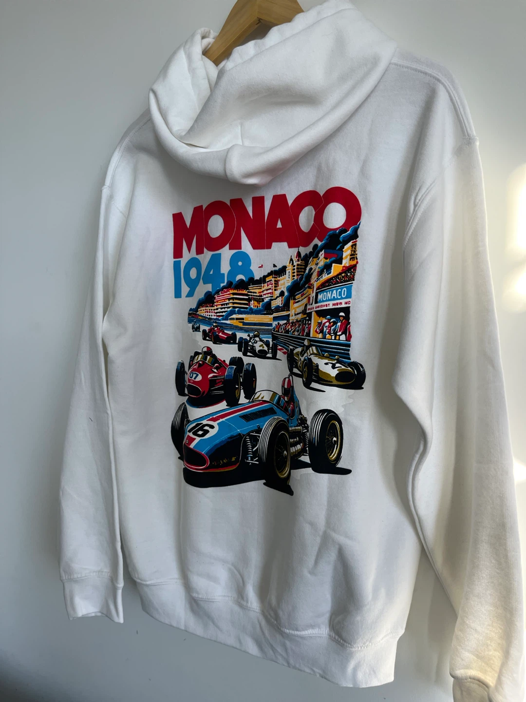 White Monaco 1948 Graphic Hoodie Size M - photo 5