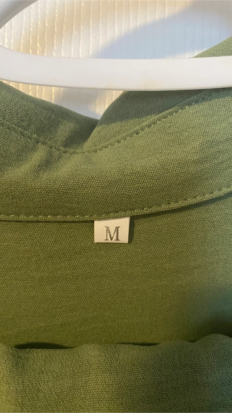 Olive Green Midi Dress with Collar